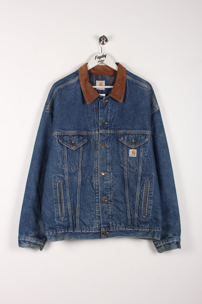 Carhartt denim trucker jacket best sale