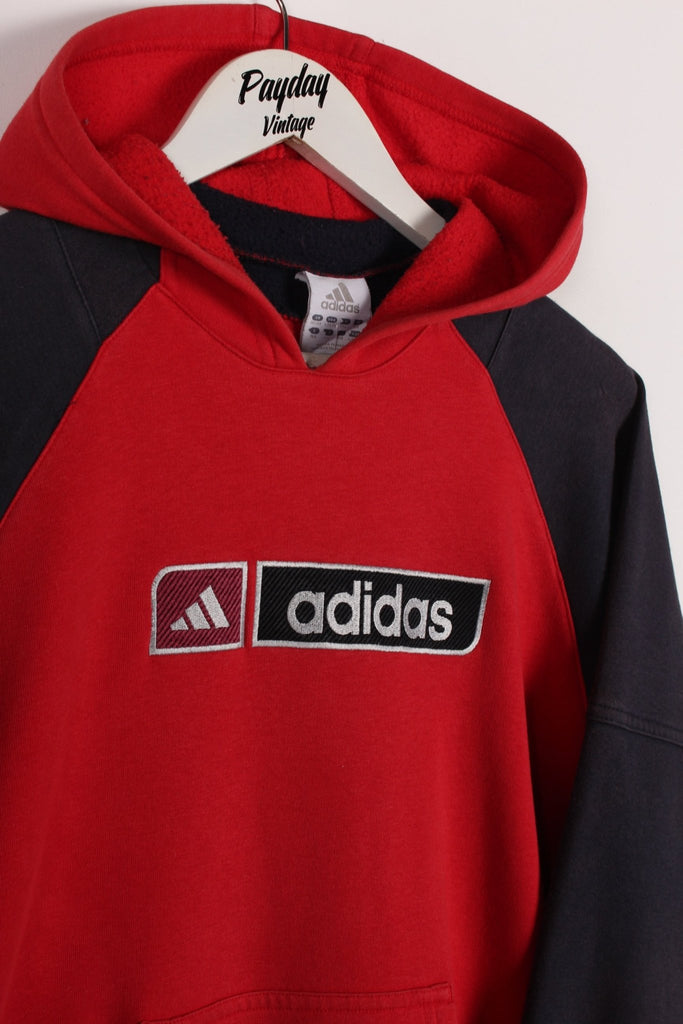 00's Adidas Hoodie Red/Navy Small - Payday Vintage