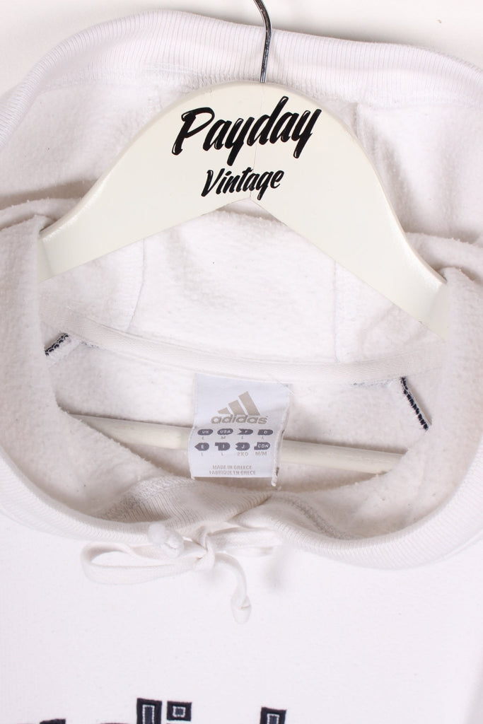 00's Adidas Hoodie White Large - Payday Vintage