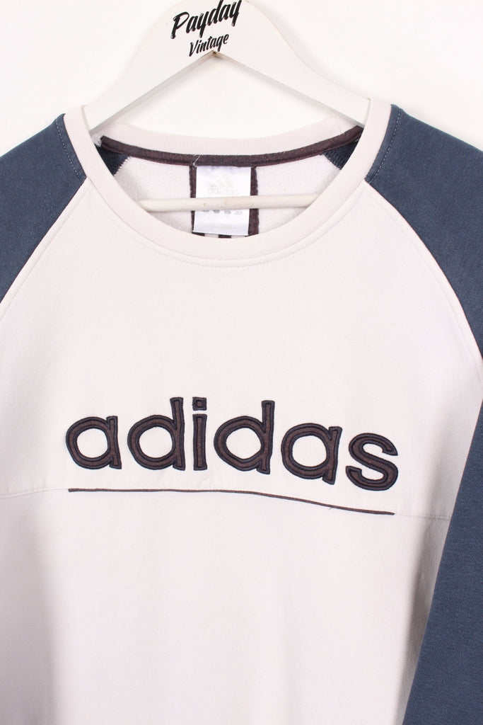 00's Adidas Sweatshirt White/Navy Medium - Payday Vintage