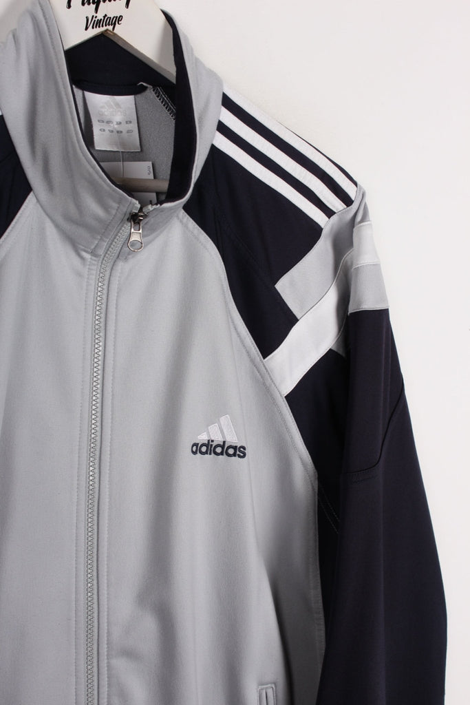 00's Adidas Track Jacket Grey/Navy Medium - Payday Vintage