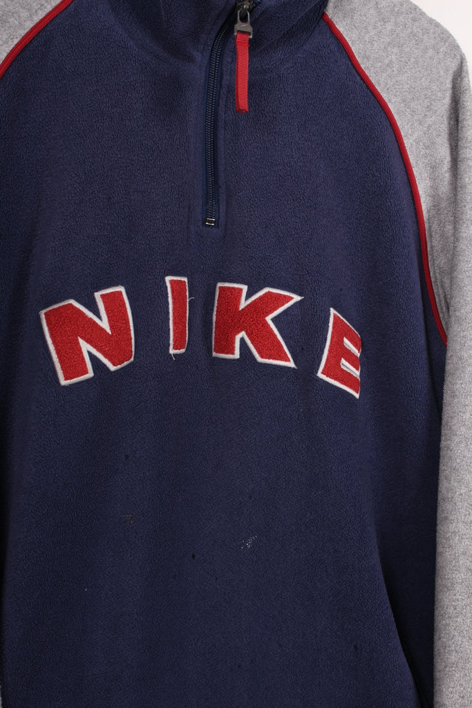 00's Nike 1/4 Zip Fleece Navy/Grey XL - Payday Vintage