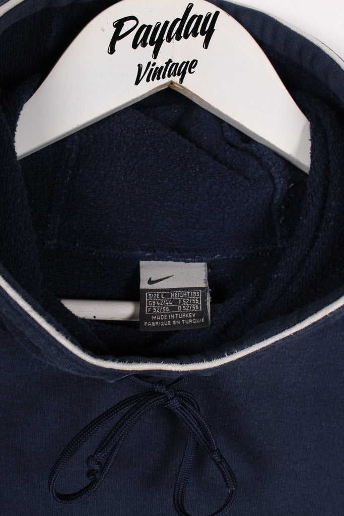 00's Nike Centre Swoosh Hoodie Navy Large - Payday Vintage