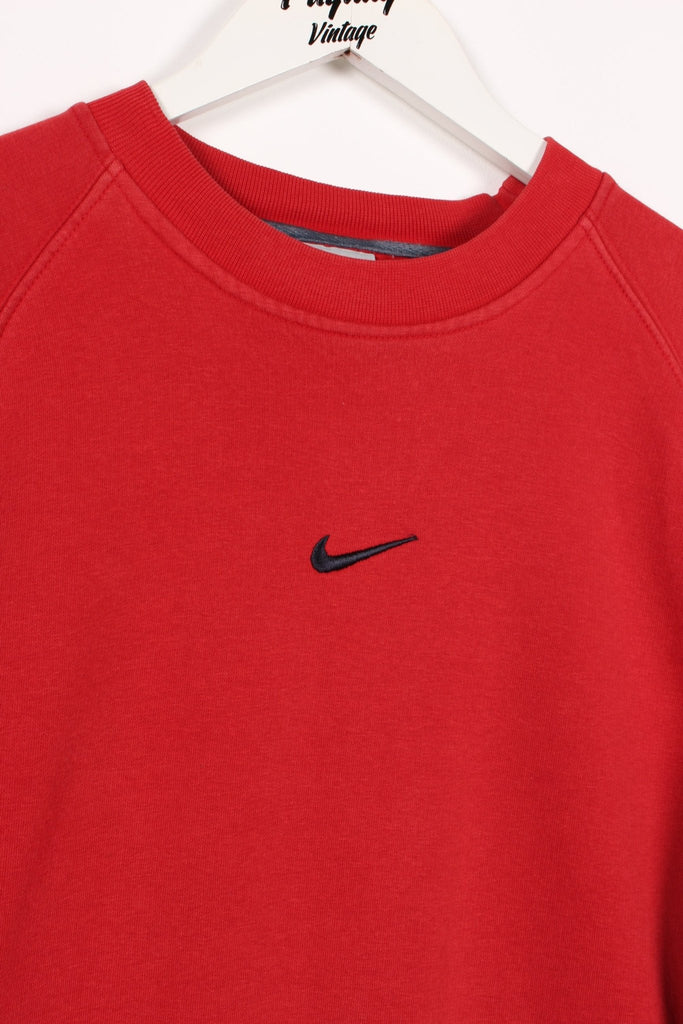 00's Nike Centre Swoosh Sweatshirt Red Large - Payday Vintage