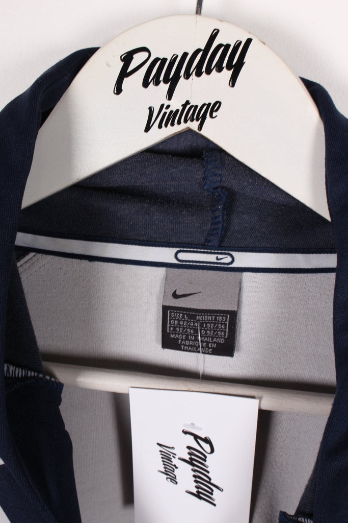 00's Nike Hoodie Grey/Navy Large - Payday Vintage