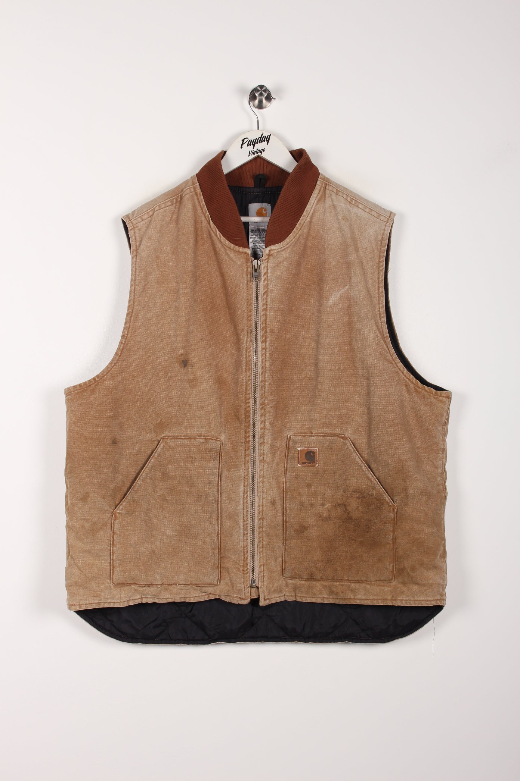 ジャケット・アウター Vintage Carhartt Active GiletBeige Large 古着 Vintage Carhartt Active Jacket Beige XXXL BIG