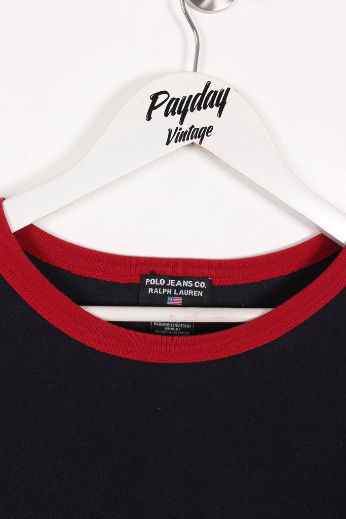 Polo Ralph Lauren Bootleg Sweatshirt Navy/Red Large - Payday Vintage