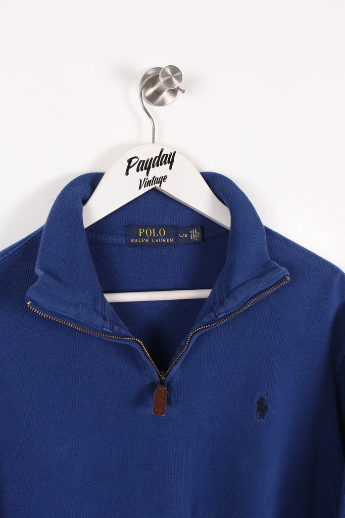 Ralph Lauren 1/4 Zip Sweatshirt Blue Large - Payday Vintage