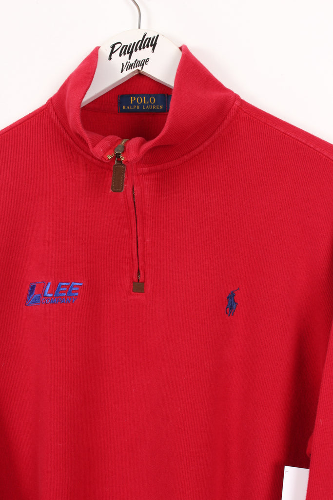 Ralph Lauren 1/4 Zip Sweatshirt Red Medium - Payday Vintage