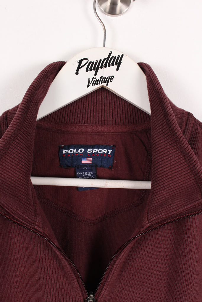 90's Polo Sport 1/4 Zip Sweatshirt Burgundy Large - Payday Vintage