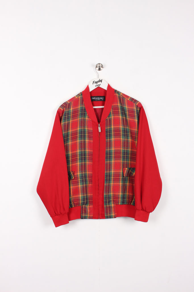 Yves Saint Laurent Christmas Jacket Tartan Red Medium - Payday Vintage