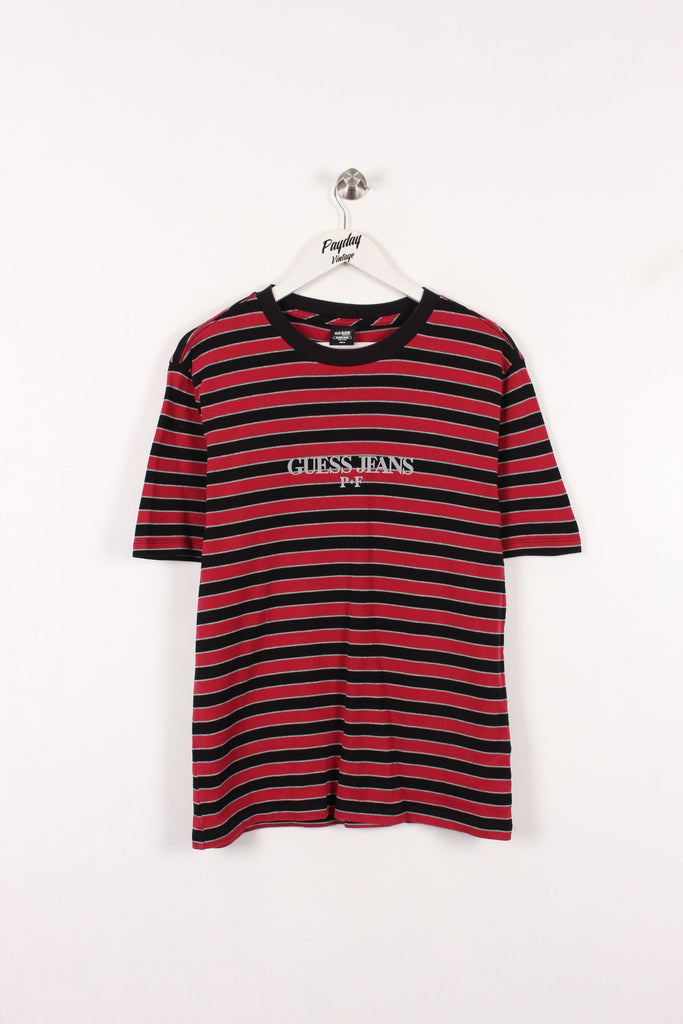 Guess Places+Faces T-Shirt Striped Red/Black Medium - Payday Vintage