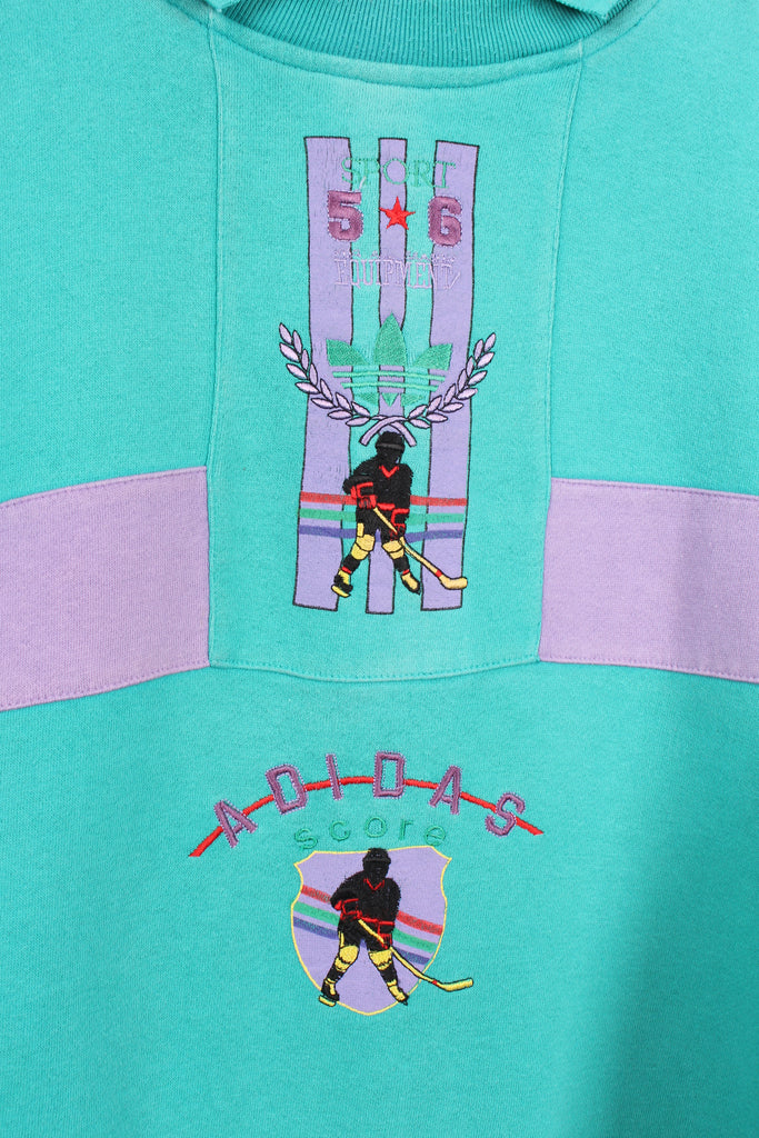 90's RARE Adidas Hockey Sweatshirt Teal Medium - Payday Vintage