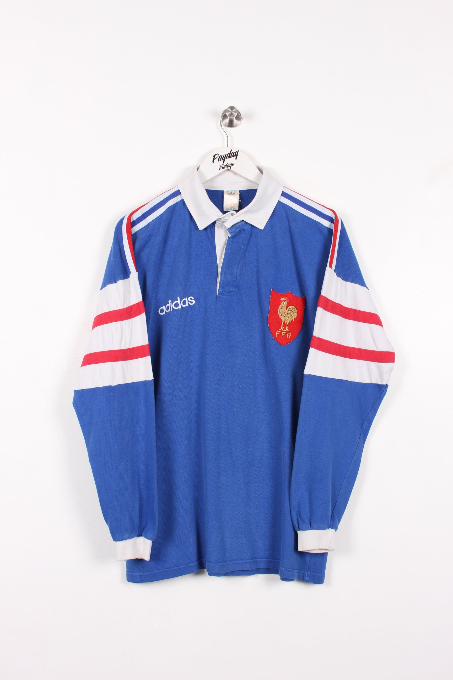 90’s Adidas France Rugby Shirt Blue Large