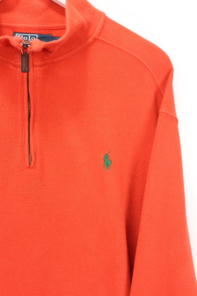 90's Ralph Lauren 1/4 Zip Sweatshirt Orange XL - Payday Vintage