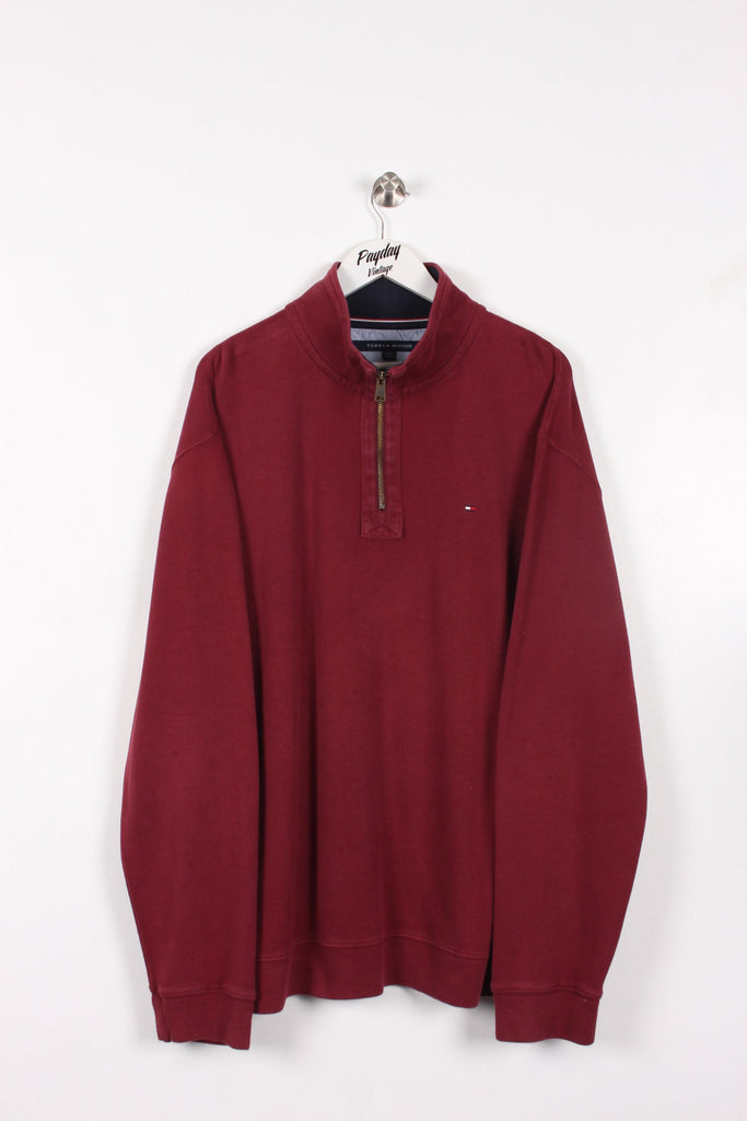 Tommy Hilfiger 1/4 Zip Sweatshirt Burgundy XXL - Payday Vintage