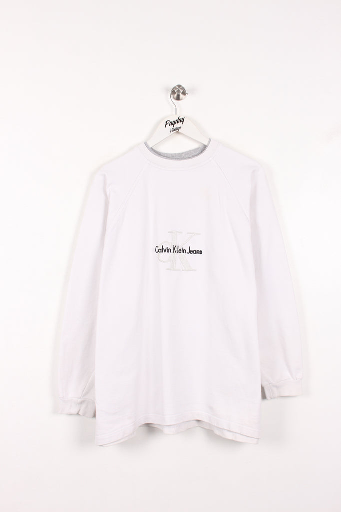 Calvin Klein Bootleg Sweatshirt White Large - Payday Vintage