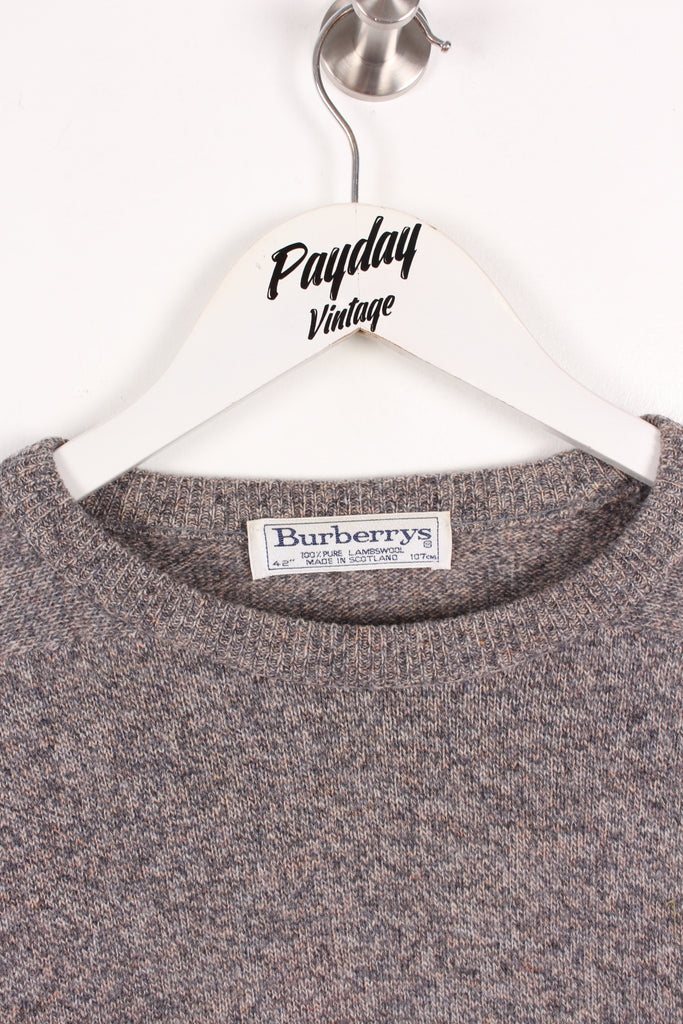90's Burberry Knitted Sweatshirt Grey Large - Payday Vintage