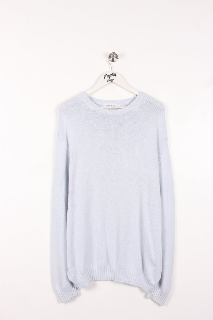 00's Yves Saint Laurent Knitted Sweatshirt Baby Blue XL - Payday Vintage