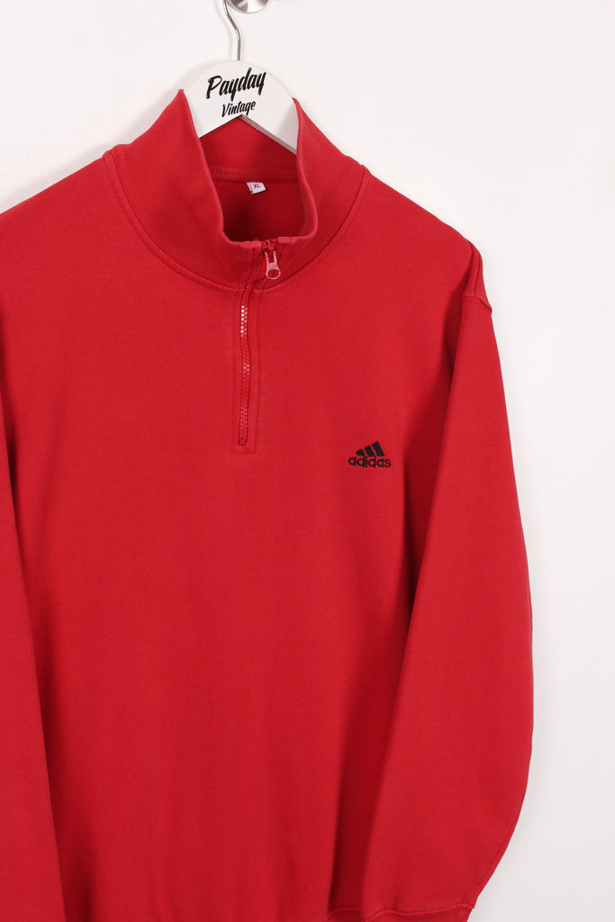 Adidas 1/4 Zip Sweatshirt Red XL - Payday Vintage