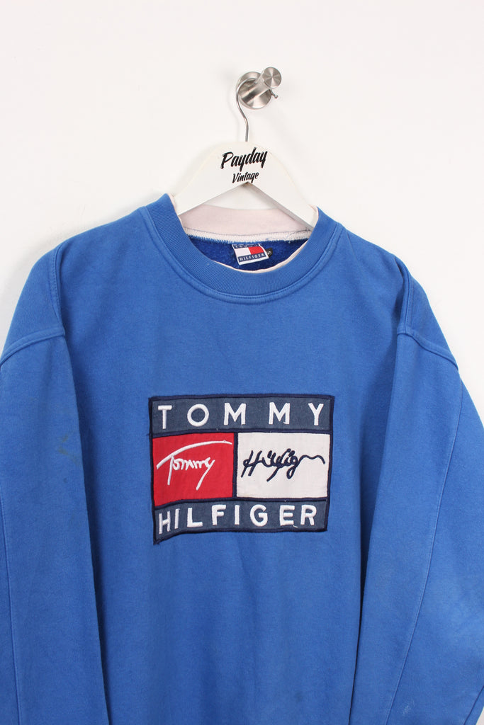 90's Tommy Hilfiger Bootleg Sweatshirt Blue Medium - Payday Vintage