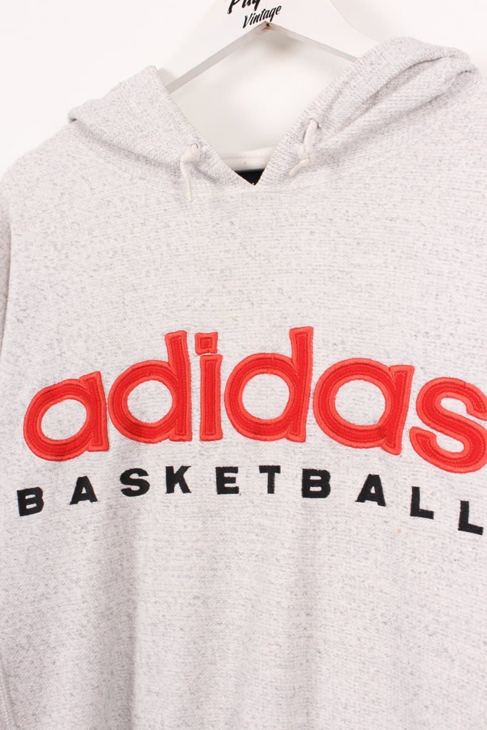 90's Adidas Basketball Warm Up Pullover Hoodie Grey Medium - Payday Vintage