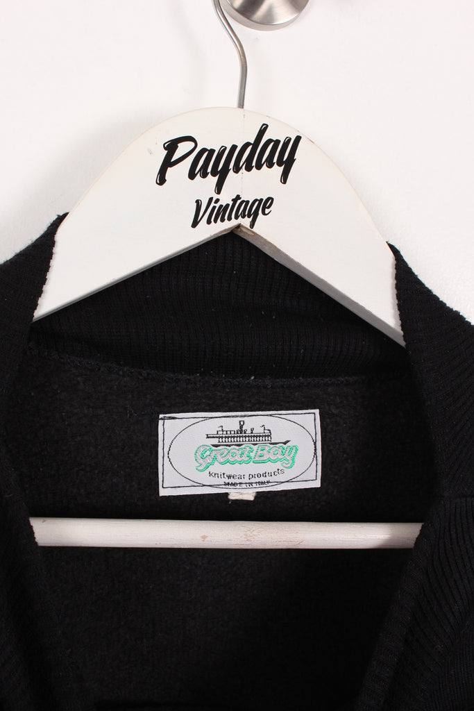 90's Flower Embroidered Sweatshirt Black Small - Payday Vintage