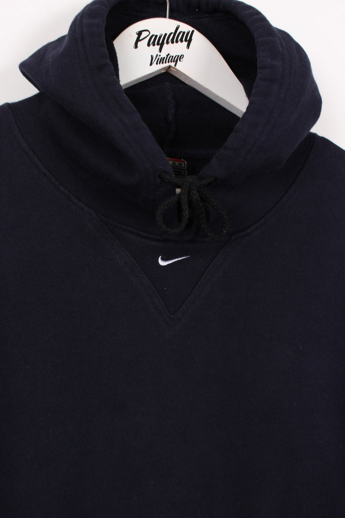90's Nike Centre Swoosh Hoodie Navy Small - Payday Vintage