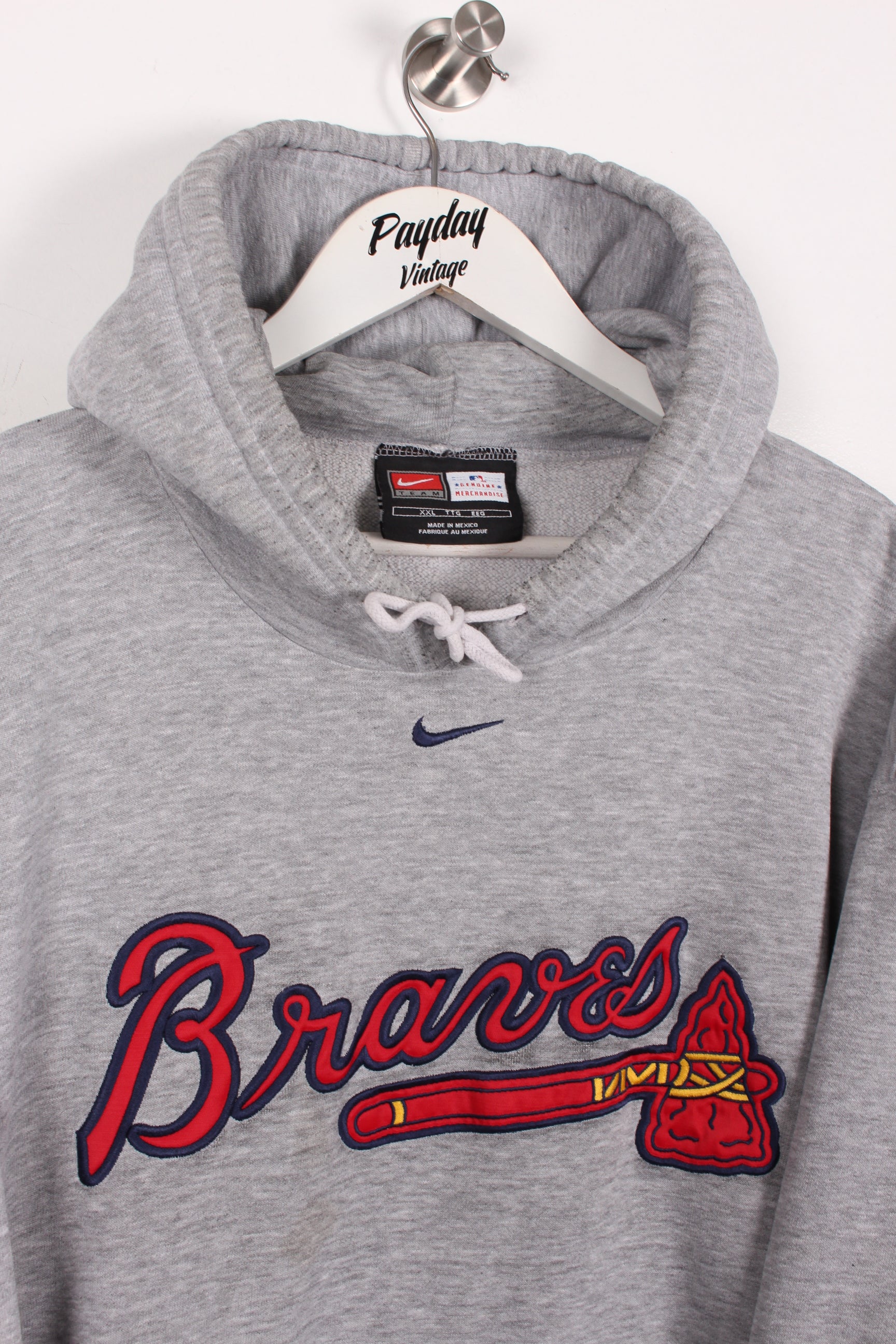 90's Nike MLB Atlanta Braves Hoodie Grey XXL